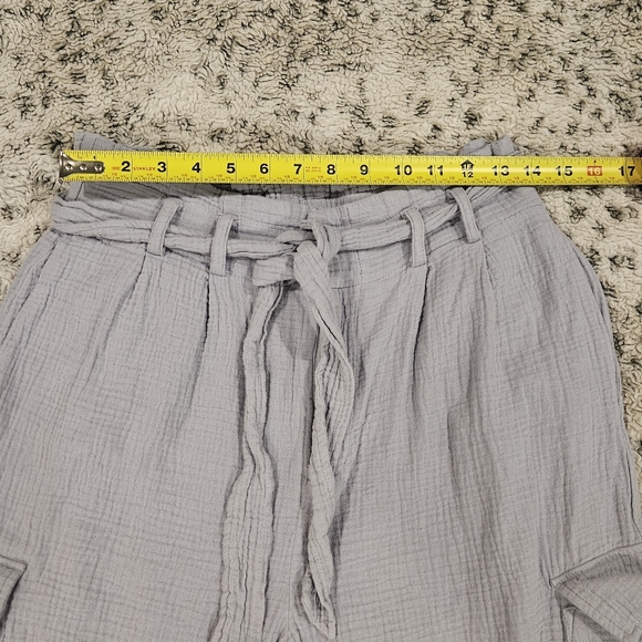 Joie SZ M Cotton Gauze Cargo Paperbag Tie Waist Casual Loungewear Wide Leg Pants - Picture 5 of 10